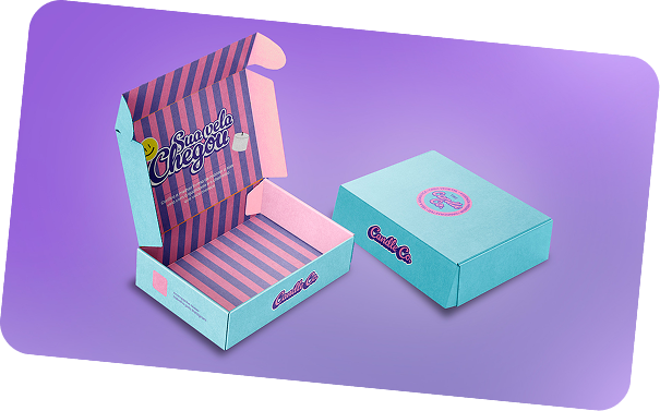 Mockup de embalagem em tons roxos